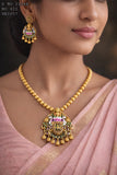 Jaya Lakshmi , Antique Gold Finish Minakari Temple Necklace Set for women -LUCK001MKC