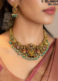 Jai Venkateswara , Antique Gold Finish Minakari Temple Necklace Set for women -LUCK001MKB