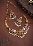 Banumati , Antique Gold Finish Minakari Temple Necklace Set for women -LUCK001MKA