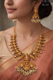 Mallika, Antique Gold Finish Temple Necklace Set with Minakari work -LUCK001MWA