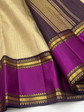 Kangana , Checked Pattern Kanjivaram Silk Saree with Purple Borders ,2 Gram Gold Zari and Pallu -PRS001CKSA