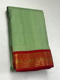 Anuradha, Green Checked Pattern Kanjivaram Silk Saree with Red Borders and Pallu -PRS001CKS