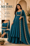 Peacock Blue  shade Stunning Cape Top  Paired With a Skirt  and Cape -RG001CTPB