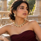 Jannet , Gold Finish elegant Polki Necklace Set for women -JAYDU001SA