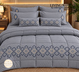 Living World  by Shivaura 8 PC 400TC Pure Cotton Embroidery Comforter Set - RISH001LWH