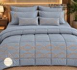 Living World  by Shivaura 8 PC 400TC Pure Cotton Embroidery Comforter Set - RISH001LWF