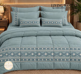 Living World  by Shivaura 8 PC 400TC Pure Cotton Embroidery Comforter Set - RISH001LWB
