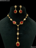 Esther , Antique Gold Finish Red Stone studded Designer Necklace Set for women -SIP001DN
