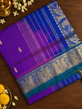 Vadamalli with Peocock Blue Border Pure Silk Cotton 6 yards Handloom saree with Rich Ramayan Border and Rich Pallu with Butta-SRI001CS