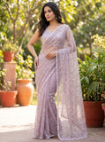 Pure  Soft Net Saree With Beautiful Original Beads Work with Fancy Moti Lace  work border -FOF001SB