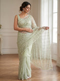 Pure  Soft Net Saree With Beautiful Original Beads Work with Fancy Moti Lace  work border -FOF001SA
