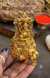 Golden Ganesha on Elephant Chariot Design Pure Brass Kumkum Dabbi for Gifting-JAYDU001GG