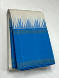 Anushka , White and Blue color combination Kanjivaram Silk Saree for women -SACHI001WB