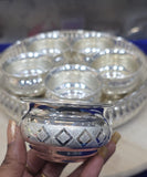 Varalakshmi 2026 Special , 10 inch German Silver Round Tray with 5 Diamond Design Prasad Bowls-DEEP001TWB
