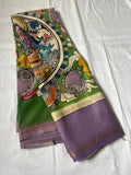 Soundarya ,  Traditional Pen Kalamkari Village Theme Design Banglore silk saree for women -SACHI001PJV