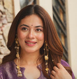 Khushboo , Matte Gold Finish Kashmiri Designer Dangling Earrings for women -MUSKAN001DEH