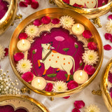 Set of 12  , Pichwai Lacquer Finish Golden Urli for Gifting - VI001LU