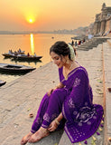 Exclusive fancy collection satin moss  saree with 2500 mirror all over Ajrakh -VIVA001FSD