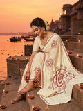 Exclusive fancy collection satin moss  saree with 2500 mirror all over Ajrakh -VIVA001FSA