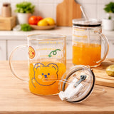 Set of 2 , Premium quality transparent glass tumbler with cute printed design-CP001GTD