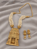 Lakshmi Jayam , Antique Gold Polish Premium Temple Design with Goddess Lakshmi idol Inside Pendant with Jumka Earrings -SHAKI001LT