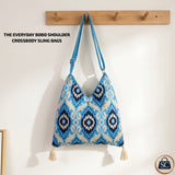 New Blue Knitted Hand Bag ethnic style adjustable one-shoulder cross-body holiday sling bag -SC001ESA