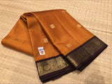 Soundarya Golden Yellow Kanchipuram Silk Saree with Brown Zari Pallu - SACHI001GYB