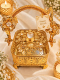 Set of 10 , Gold Plated Metal Basket with Crystal Floral Ornaments for Gifting-VI001GGBS