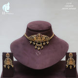 Mandakini , elegant Matte Gold Finish Choker Necklace Set for women -LR001CNS