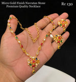 Sulakshana , Premium Quality Matte Gold Finish Navratan Necklace Set for women -SHAKI001NNS
