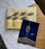 Mayuri , Onam Festival Special Kerala Golden Tissue saree with heavy Handwork on chest Pallu & bp with work on both sleeves-SAHE001TS