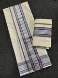 Anaswara silver violet cotton set mundu for Onam Festival 2024-SAHE001SM