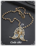 Victorian Finish Ganesha Design Puligoru Pendant with Matt Gold Finish Bead Chain-SANDY001PCGP