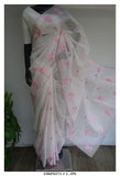 Sanya , Beautiful Pink  Embroidered Munga Kota Saree with Blouse -KIA001MKSP