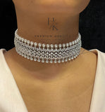 Shimoga , elegant Platinum Finish Diamond Choker Necklace Set for Women -SANDY001PNS