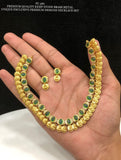 Abilasha , elegant Matt Gold Finish Necklace Set with Green stones for women -SHAKI001MGG