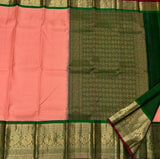Urvashi, Pure Kanchipuram Silk Hand Woven 1G pure zari continuous Jari checks KORVAI border rich pallu with contrast blouse -SACHI001PG