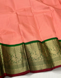 Urvashi, Pure Kanchipuram Silk Hand Woven 1G pure zari continuous Jari checks KORVAI border rich pallu with contrast blouse -SACHI001PG