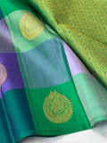 Madhuri , elegant Blue and Green checks Kanjivaram Silk Saree for women -SACHI001GBC