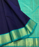Remadevi , Pure Kanchipuram Silk Hand Woven 1G Pure Zari KORVAI rich pallu with contrast blouse -SACHI001RD