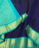 Remadevi , Pure Kanchipuram Silk Hand Woven 1G Pure Zari KORVAI rich pallu with contrast blouse -SACHI001RD