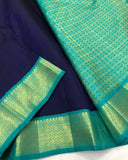 Remadevi , Pure Kanchipuram Silk Hand Woven 1G Pure Zari KORVAI rich pallu with contrast blouse -SACHI001RD