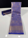 Blue shade Soft Bridal Semi -Kanchi Saree in Brocade Weaving Pattern -SRI001BS
