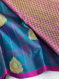 Sharmila , elegant&nbsp; Peacock Blue and Purple Color Combination Kanjeevaram Silk Saree for Women -SACHI001PBP