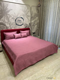 Onion Pink Shade Herclux Premium Designer Quilted Bedcover Set -PREET001OP