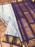 Janavika , elegant Grey and Deep Purple color combination  Kanjivaram Silk Saree for Women - SACHI001RGB