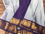 Janavika , elegant Grey and Deep Purple color combination  Kanjivaram Silk Saree for Women - SACHI001RGB