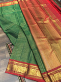 Banumathi , elegant Green and Red color combination  Kanjivaram Silk Saree for Women - SACHI001RGA
