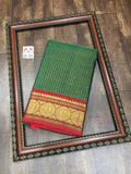Banumathi , elegant Green and Red color combination  Kanjivaram Silk Saree for Women - SACHI001RGA