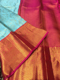 Arunima , elegant Blue and Red Shade Kanjivaram Silk Saree for Women - SACHI001BR